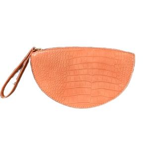 A New Day coral half circle clutch with croc pattern | NWOT